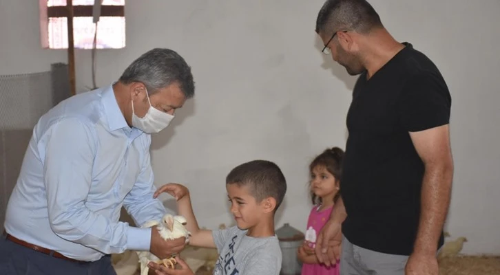 Kümesi yanan üreticiye Babalar Günü'nde bin 200 tavuk hediye edildi